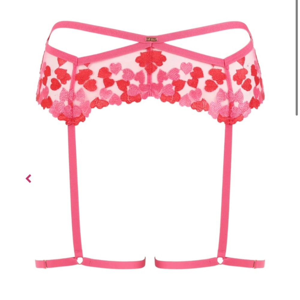 NEW Love Vera Embroidered Heart Garter Bubblegum Pink Curvy 1X XL 2X XXL 3X 4X